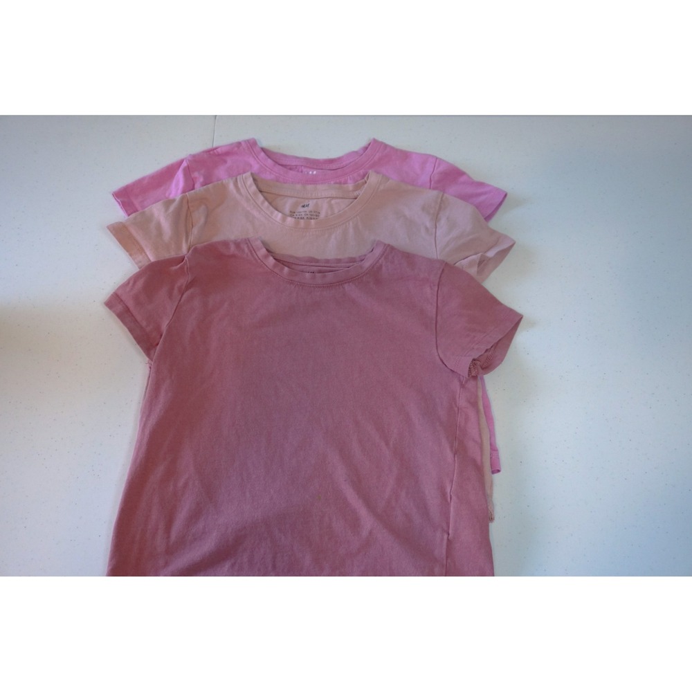 HM Girls Pink Cotton T-Shirt Lot of 3 Short Sleeve Crew Neck Size 5T 6 4-6Y